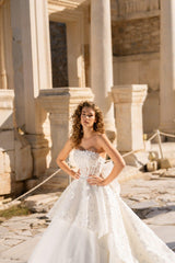 Antonia Düz Yaka Straplez A Kesim Gelinlik