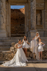 Hanne İpek Saten Drapeli Helen Gelinlik