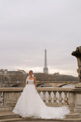 La Nuit Balance Straplez Drapeli Organze Prenses Gelinlik