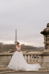 La Nuit Balance Straplez Drapeli Organze Prenses Gelinlik