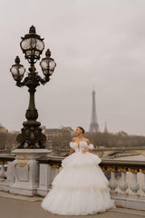 M Yaka Üç Boyutlu Prenses Kesim Hayal Tül Etek Gelinlik