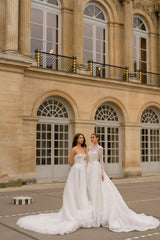 Degas Straplez Drapeli A Kesim Uçuş Uçuş Gelinlik