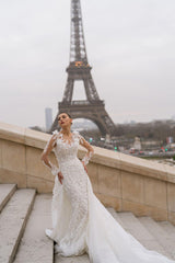 Matisse Entegre Etekli Uzun Kollu Üç Boyutlu Balık Gelinlik