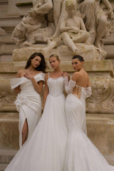 Chic De La Rue Kalp Yaka Fransız Dantelli Balık Gelinlik