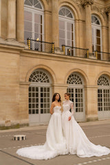 Degas Straplez Drapeli A Kesim Uçuş Uçuş Gelinlik