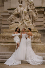 Chic De La Rue Kalp Yaka Fransız Dantelli Balık Gelinlik