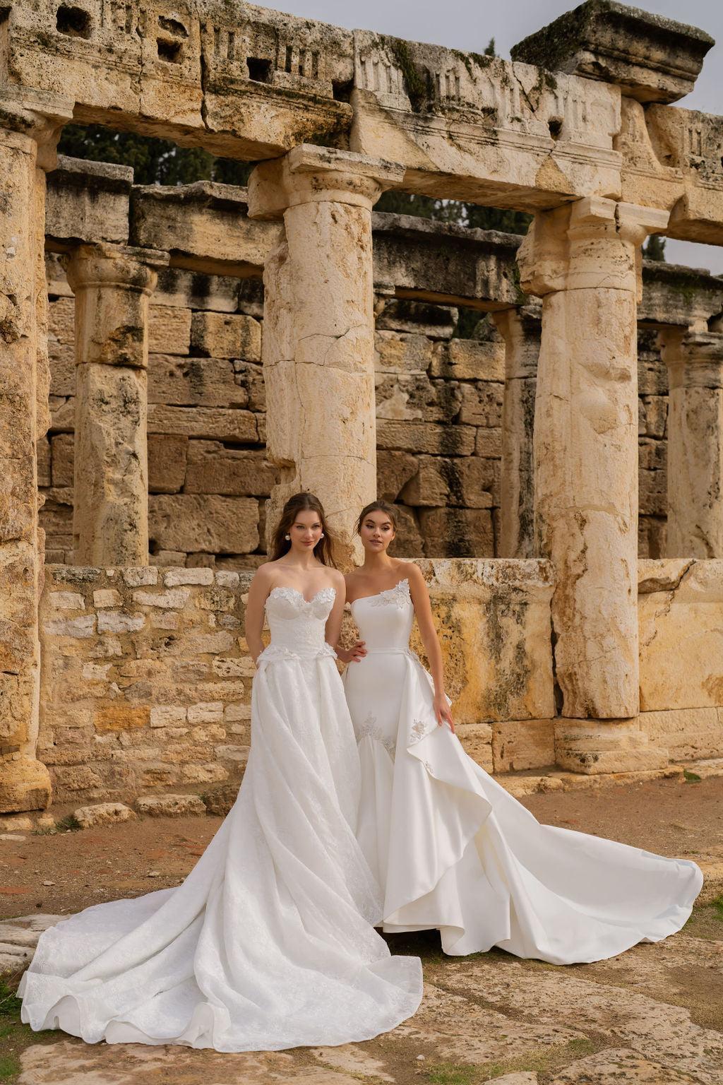 Cleopatra Asimetrik Yaka Entegre Etekli Balık Gelinlik - Mediha Cambaz Bridal