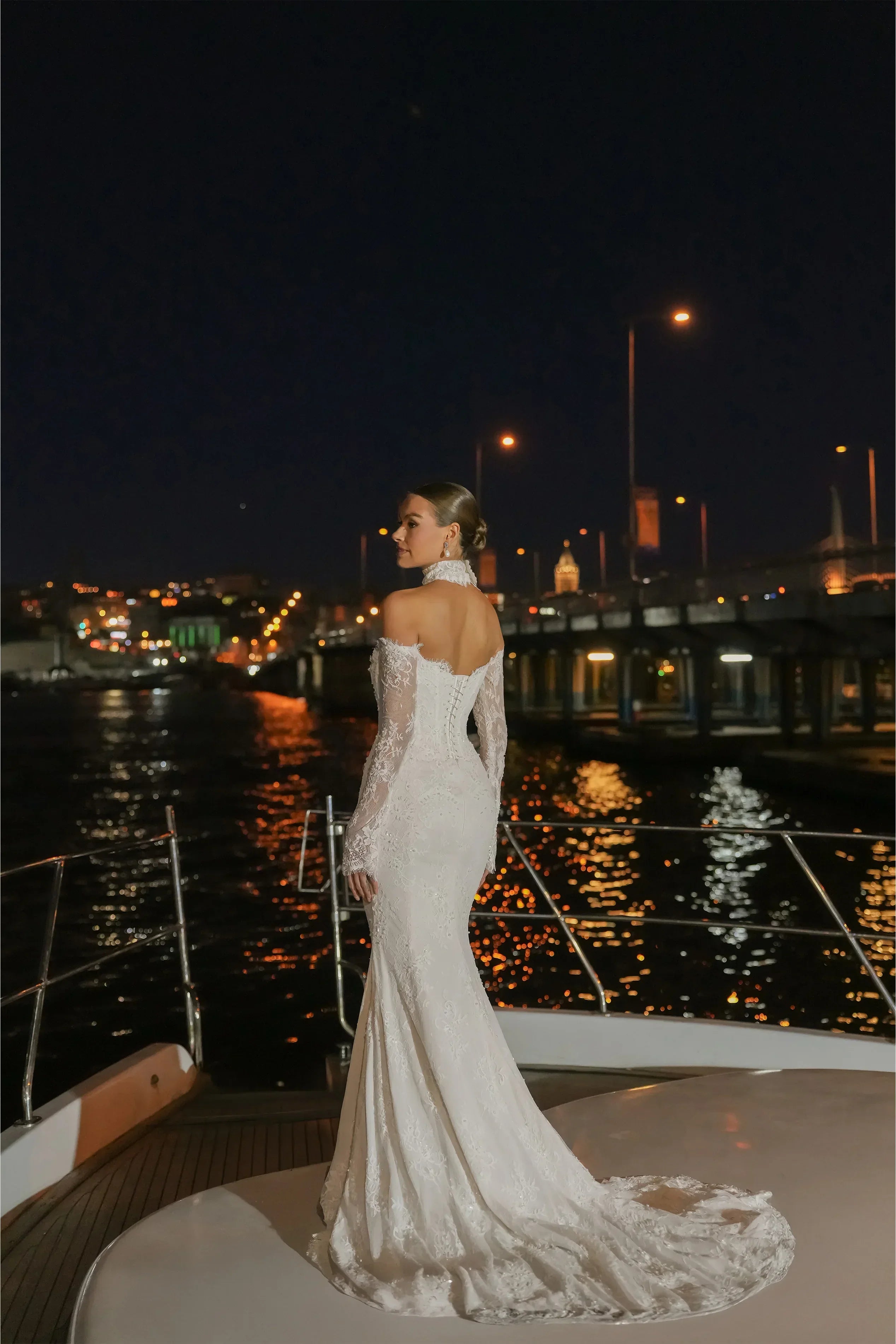 Mirelle M Yaka Korsajlı Fransız Dantelli Balık Gelinlik - Mediha Cambaz Bridal