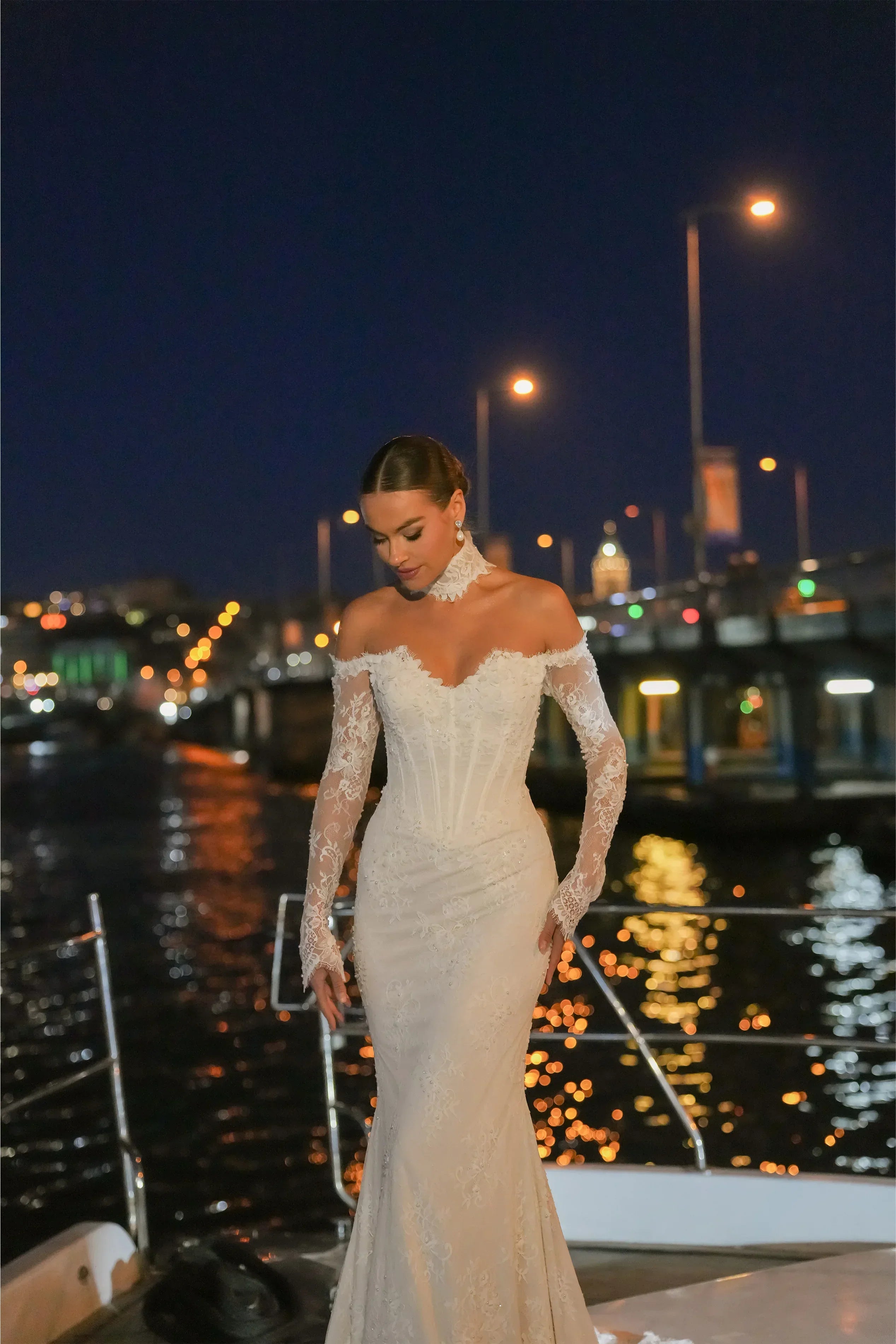 Mirelle M Yaka Korsajlı Fransız Dantelli Balık Gelinlik - Mediha Cambaz Bridal