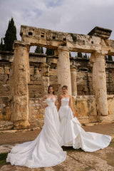 Cleopatra Asimetrik Yaka Entegre Etekli Balık Gelinlik