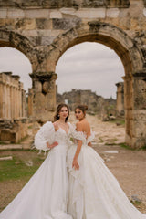 Aphrodite Madonna Yaka Otrişli Prenses Gelinlik