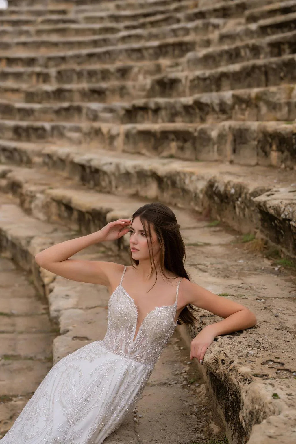 Lysandra V Yaka Kasnak İşi Helenistik Gelinlik - Mediha Cambaz Bridal