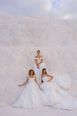 Midas Straplez Katmanlı Etekli Prenses Gelinlik