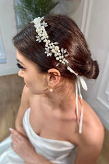 Adel Kristal Boncuklu ve İncili Gelin Saç Aksesuarı - Mediha Cambaz Bridal