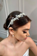 Adel Kristal Boncuklu ve İncili Gelin Saç Aksesuarı - Mediha Cambaz Bridal