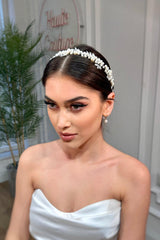 Adel Kristal Boncuklu ve İncili Gelin Saç Aksesuarı - Mediha Cambaz Bridal