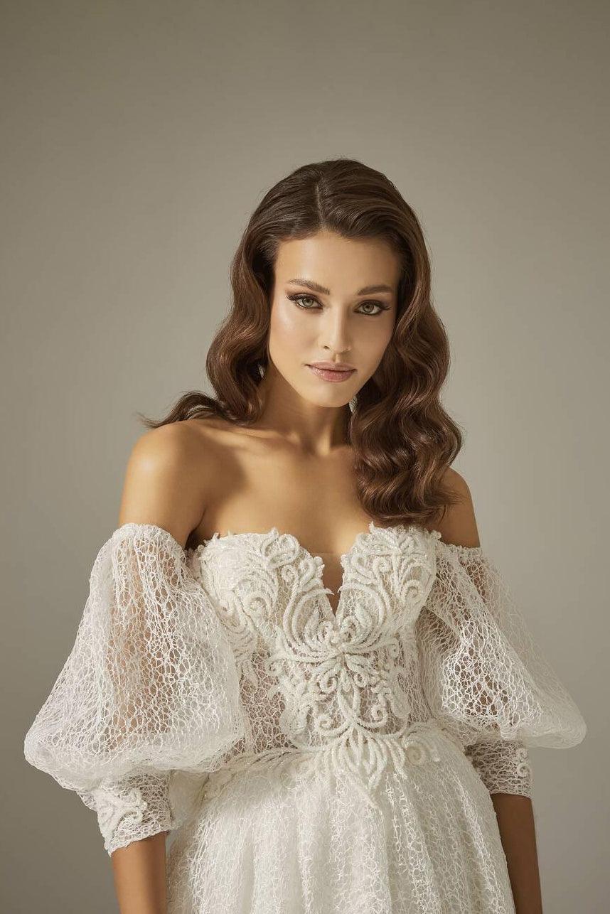 Airline Balon Kol Vintage A Kesim Gelinlik - Mediha Cambaz Bridal