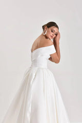 Albedo Sade Saten Prenses Model Gelinlik - Mediha Cambaz Bridal