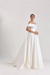 Albedo Sade Saten Prenses Model Gelinlik - Mediha Cambaz Bridal