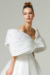 Alena Taşlı Düşük Kol Detaylı Prenses Gelinlik - Mediha Cambaz Bridal