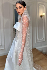 Alisha Kadife Dokulu Puantiyeli Uzun Tül Duvak - Mediha Cambaz Bridal