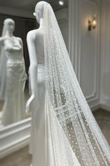 Alisha Kadife Dokulu Puantiyeli Uzun Tül Duvak - Mediha Cambaz Bridal