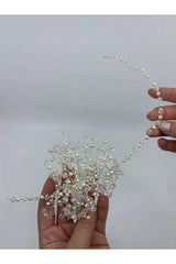 ALISHA Tek Sıra İncili Kristalli Saç Aksesuarı - Mediha Cambaz Bridal