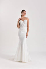 Alisse Ivory M Yaka Boncuklu Balık Gelinlik - Mediha Cambaz Bridal