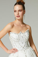 Alix Kristal İşlemeli Straplez Prenses Gelinlik - Mediha Cambaz Bridal