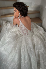 Alvina Simli V Yaka Askılı A Kesim Gelinlik - Mediha Cambaz Bridal