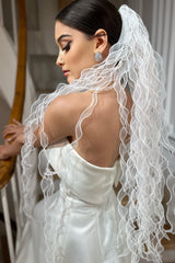 Andy Fırfırlı Mat Organze Kısa Özel Tasarım Duvak - Mediha Cambaz Bridal