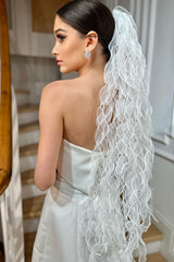 Andy Fırfırlı Mat Organze Kısa Özel Tasarım Duvak - Mediha Cambaz Bridal