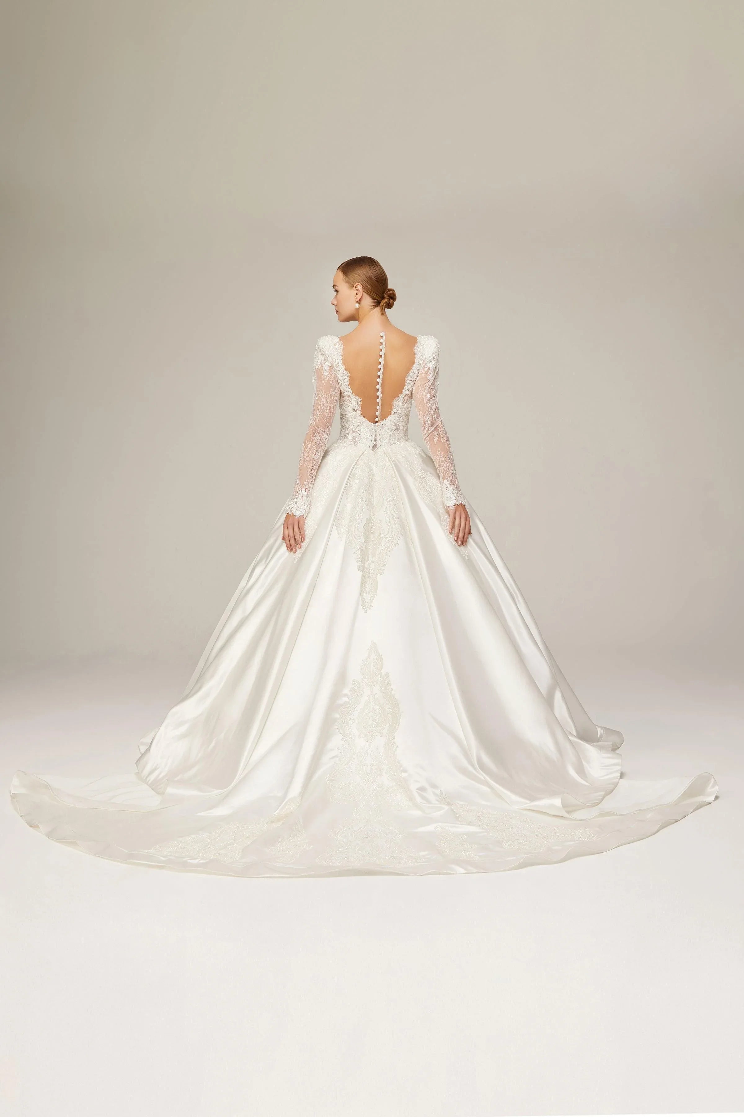Angela Saten Dantel Prenses Model Gelinlik - Mediha Cambaz Bridal