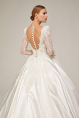 Angela Saten Dantel Prenses Model Gelinlik - Mediha Cambaz Bridal