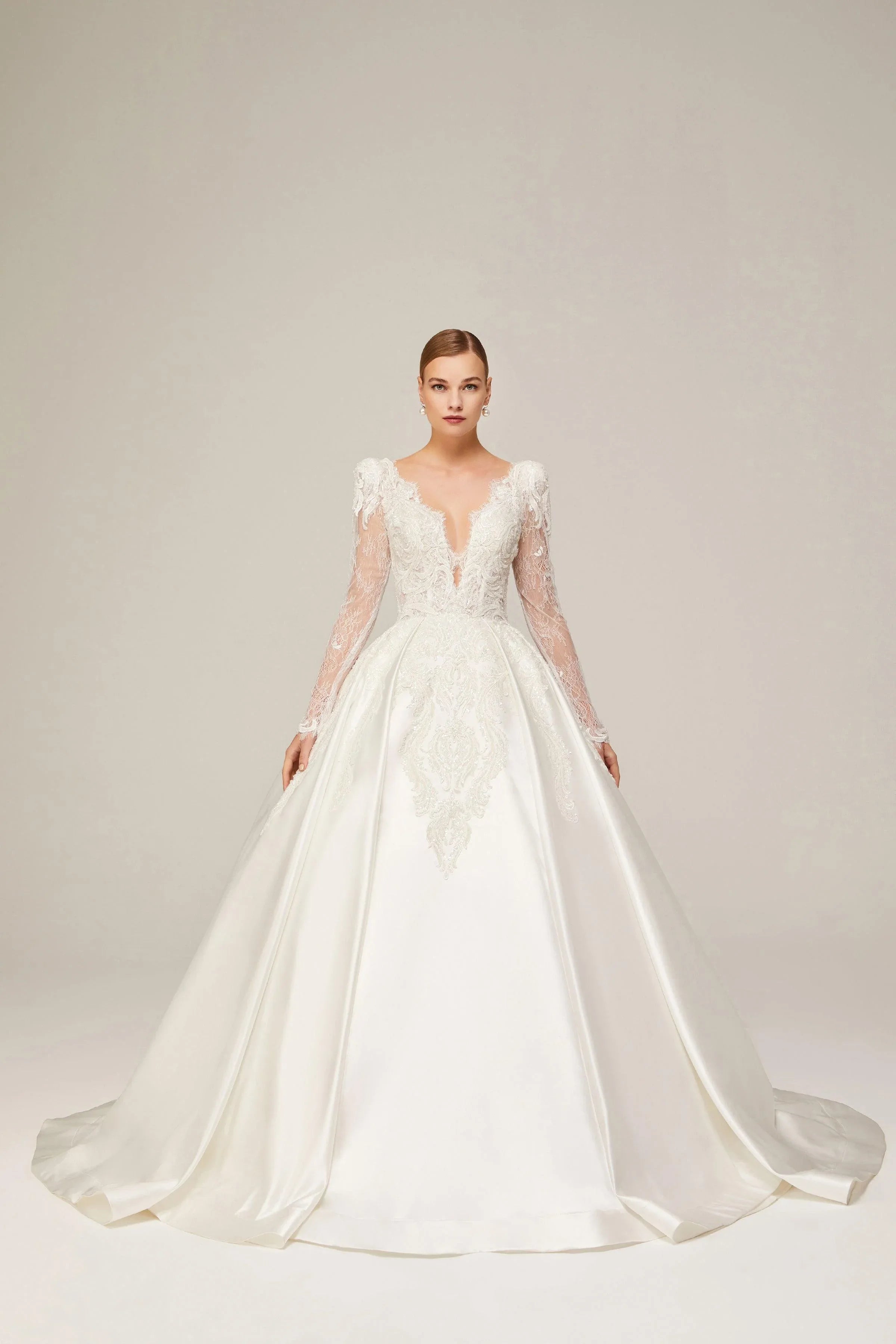 Angela Saten Dantel Prenses Model Gelinlik - Mediha Cambaz Bridal