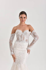 Anima Fransız Dantel Balık Kesim Gelinlik - Mediha Cambaz Bridal