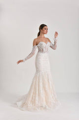 Anima Fransız Dantel Balık Kesim Gelinlik - Mediha Cambaz Bridal