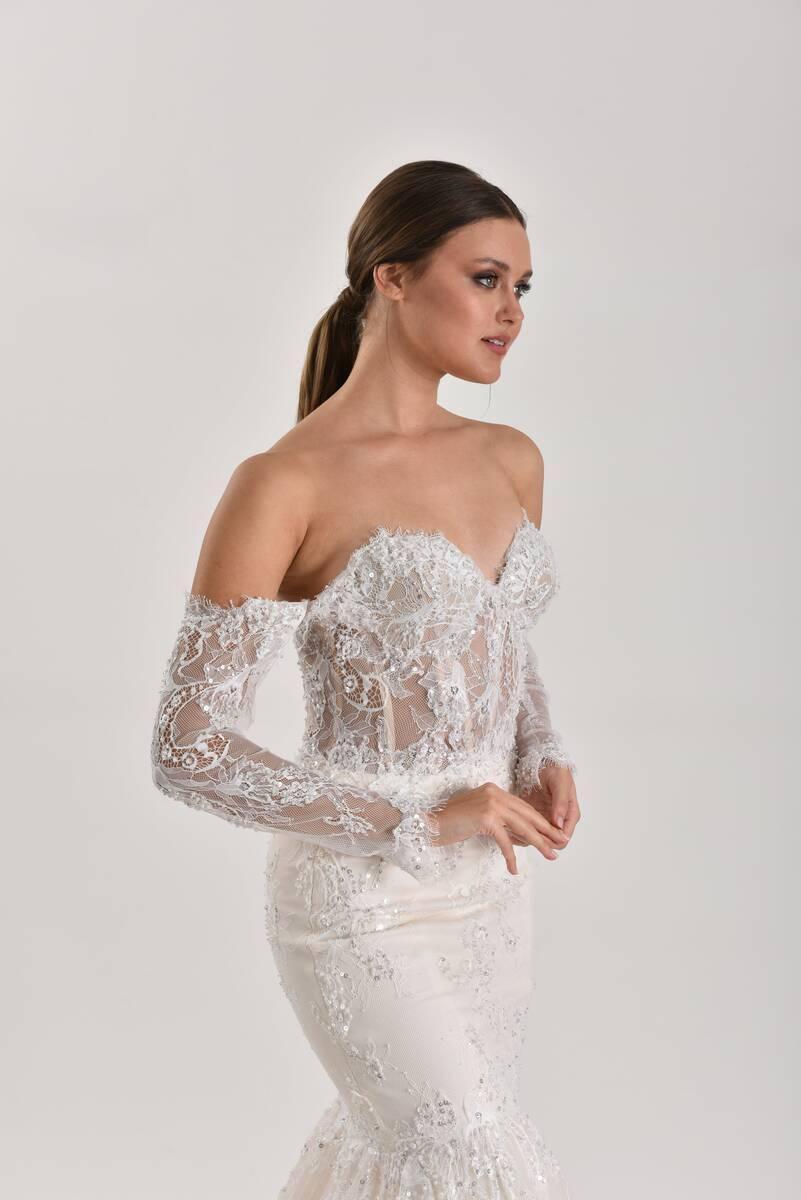 Anima Fransız Dantel Balık Kesim Gelinlik - Mediha Cambaz Bridal