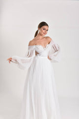 Aquila Balon Kol Kruvaze A Kesim Gelinlik - Mediha Cambaz Bridal