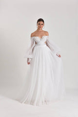 Aquila Balon Kol Kruvaze A Kesim Gelinlik - Mediha Cambaz Bridal