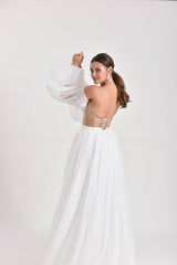 Aquila Balon Kol Kruvaze A Kesim Gelinlik - Mediha Cambaz Bridal