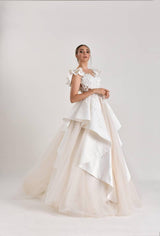 Arya Saten Katlı Prenses Model Gelinlik - Mediha Cambaz Bridal
