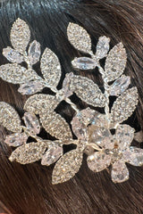 Ash Yaprak Motifli Zirkon Taşlı Gelin Saç Tokası - Mediha Cambaz Bridal