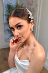 Aster Çiçek Motifli Zirkon Taşlı Gelin Saç Tokası - Mediha Cambaz Bridal