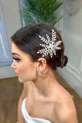 Aster Çiçek Motifli Zirkon Taşlı Gelin Saç Tokası - Mediha Cambaz Bridal