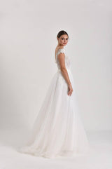 Attitude Drapeli Güpürlü A Kesim Gelinlik - Mediha Cambaz Bridal