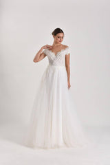 Attitude Drapeli Güpürlü A Kesim Gelinlik - Mediha Cambaz Bridal