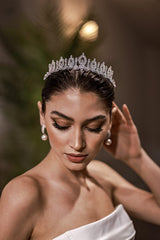 Bloom Kristal ve Damla Taşlı Gelin Tacı - Mediha Cambaz Bridal