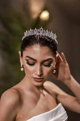 Bloom Kristal ve Damla Taşlı Gelin Tacı - Mediha Cambaz Bridal