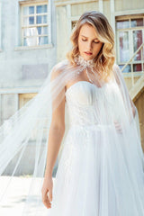 Bridia Straplez Pelerinli A Kesim Gelinlik - Mediha Cambaz Bridal